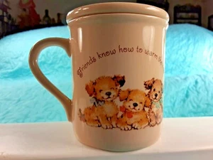 Vintage Hallmark Cards Mug Mates Puppy Dog Coffee Mug w/ Lid You've Got A Friend - Picture 1 of 12