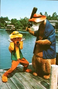 Chrom Postkarte Disney World Brer Bär Fuchs Frontierland Magic Kingdom UNP - Bild 1 von 2