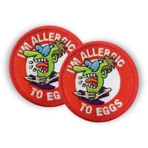 Egg Allergy Sew-on Patches - Also Pin Badges & Stickers - Allergic to Eggs - Foto 1 di 13