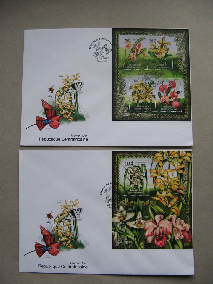 CAR CENTRAL AFRICAN REP. 2x cover FDC 2012, flowers Orchid - Image 1 of 1