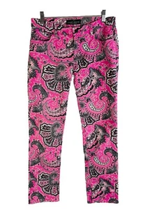 Lauren Ralph Lauren Womens 4 Pink Paisley Print Straight Ankle Jeans Preppy - Picture 1 of 7