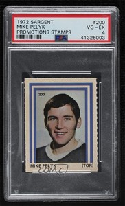 1972-73 Eddie Sargent NHL Player Stickers Mike Pelyk #200 PSA 4