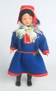 Ronnaug Petterssen Norway Jointed 7" Celluloid Sami Lapland Girl Doll w/Box - Picture 1 of 9