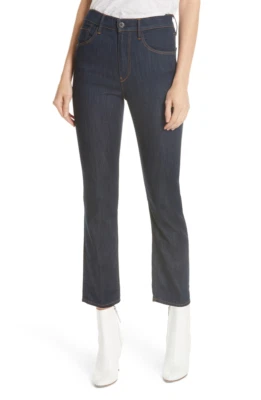 Pantalones de mezclilla elásticos cortos ajustados de tiro alto 3x1 MARINE Colette para mujer, 23 Foto 1 de 4