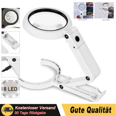 5X 10X Lupe mit 8 LED Licht Einschlaglupe Standlupe Vergrößerung Arbeitslupe - - Bild 1 von 4