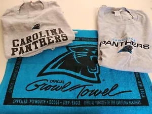 2 Carolina Panthers Football NFL Shirt Lot Sz XL with Bonus Rally Towel (T2) - Picture 1 of 13
