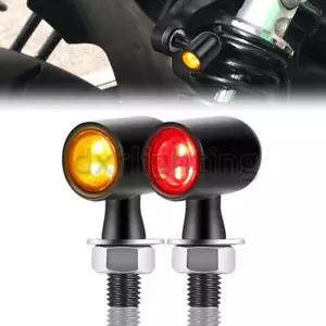 2X Bullet LED Motorcycle Turn Signals Brake Tail Mini Blinker Light Red Amber - Picture 1 of 8