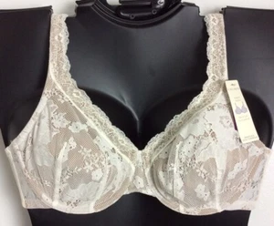 NWT Vintage Full Coverage Bold Lace Unlined IVORY Cacique Lane Bryant Bra - Picture 1 of 12
