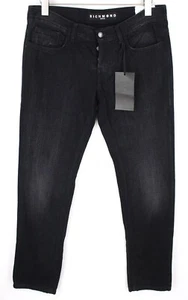 Richmond Herren Jeans IT32 Schwarz Geknöpft Skinny Fit Klassisch Hüfthose Stil - Bild 1 von 7