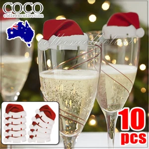 10PCS Christmas Hats Champagne Wine Glass Caps Ornaments Xmas Party Table Decor - Picture 1 of 4