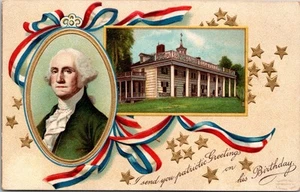 Cartolina patriottica George Washington ti mando saluti patriottici non spedita - Foto 1 di 2