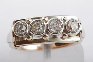 Diamant Ring antik Jugendstil Altschliff 585 14K Gelb Gold Gr 54 Antik! # - Bild 1 von 9