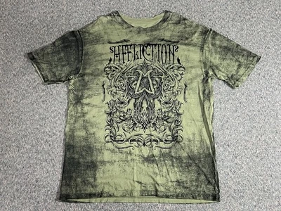 Camiseta Affliction Para Hombre Talla 3XL Verde Grunge Envejecido Estampado Gráfico Difuso Foto 1 de 4