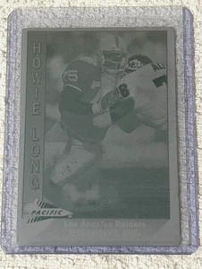 1/1 HOWIE LONG 1991 PACIFIC IMPRESIÓN PRENSA PLACA DEFENSIVE END OAKLAND RAIDERS - Imagen 1 de 2
