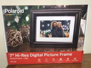 Polaroid 7" Hi-Res Digital Picture Frame Wood with Mat PDF-750W Black New Sealed - Picture 1 of 4