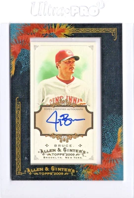 MINI TARJETA AUTÓGRAFA ENMARCADA JAY BRUCE S/P 2009 TOPPS ALLEN & GINTER #AGA-JB ROJOS Foto 1 de 2