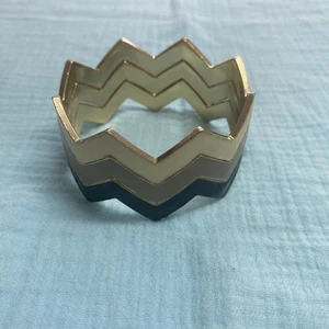 Vtg Bracelet Zigzag Chevron Style Stacking Bangles Enamel - Picture 1 of 2