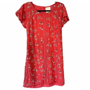 ModCloth Floral Print Butterfly Sleeve Embroidery Insert Raw Hem Womens Dress Lg - Picture 1 of 11