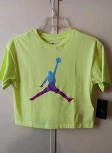 Nike NWT Air Jordan Neon Green Boys Tshirt 10-12 - Picture 1 of 7