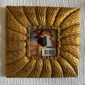 Terragrafics Harz goldfarben mit Sternen 3x3 Foto Bilderrahmen mit Glas EUC - Bild 1 von 10