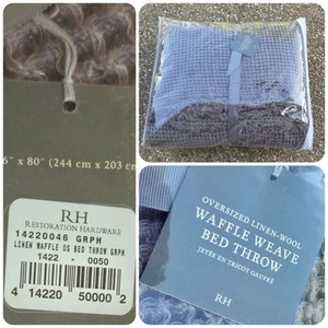 NEW Restoration Hardware Throw Linen & Wool Waffle Knit Blanket 96x80 Oversized - Picture 1 of 6