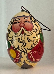 Vintage handbemalt Holz Weihnachtsmann Gesicht Weihnachtsschmuck 2x1,5" - Bild 1 von 7