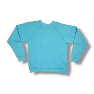 Vintage Tultex Sweatshirt Women's Small Light Blue Pullover Blank Plain 80s - Picture 1 of 9