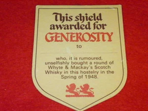 ESTERA DE CERVEZA SHIELD - GENEROSIDAD WHYTE & MACKAY - Imagen 1 de 1