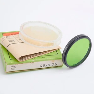 HELIOPAN 49mm x 0.75 3x -1.5 GREEN GLASS B&W FILTER ORIGINAL BOX & CASE #AD486 - Picture 1 of 2