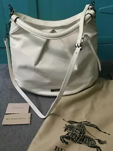 BORSA HOBO CRAIGWELL NUOVA CON ETICHETTE BURBERRY CHECK IN VERNICE GOFFRATA 100% AUTENTICA - Foto 1 di 12