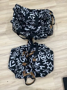 Victoria's Secret "Pink" Black/White Logo Love Dream Luggage Duffle Set Of 2 - Picture 1 of 17