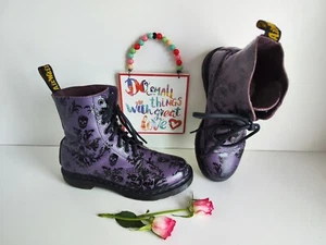 Dr Martens 1460 8 Loch Skull Velvet Floral Purple Boots UK6,5 EU40 US6,5 - Bild 1 von 9