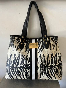 $300 Y2K L.A.M.B BY GWEN STEFANI NEWSPAPER ANIMAL PRINT TOTE LARGE - Picture 1 of 14