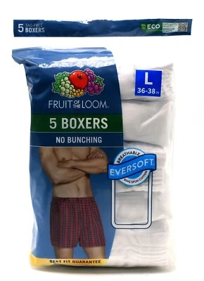 5 White Large L 36-38 Inch Boxers Fruit Of The Loom G 91-97 CM - Image 1 of 4
