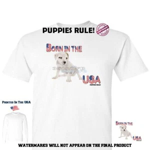 Puppies Rule American Bulldog Dog Breed Born In The USA Series Graphic T Shirt - Picture 1 of 5