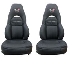 FIT CHEVY CORVETTE C5 SPORTS LEATHER REPLACEMENT SEAT COVERS 97-04 BLACK STITCHG