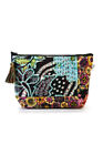 Quilted Koala Womens Zip Top Tassel Abstract Printed Pouch Handbag Multicolored