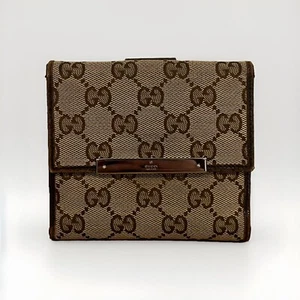 Gucci Authentic Supreme Canvas GG Monogram Compact Wallet Brown - Picture 1 of 10