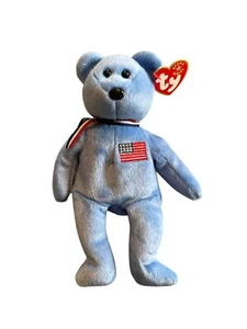 TY Beanie Baby America the blue Bear Plush - near Mint Vintage Rare Collectible - Picture 1 of 4