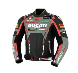 DUCATI Men's Racing Leather Biker Jacket Motorcycle Biker Leather Jackets CE - Picture 1 of 2