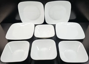 8 Pc Corelle Cherish Square Luncheon Plate Soup Bowl Set Corning Floral Dish Lot - Picture 1 of 24