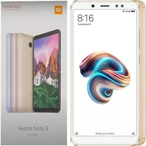 NUEVO EN CAJA Xiaomi Redmi Note 5 Doble SIM 64 GB ROM + 4 GB RAM Dorado Desbloqueado 4G/LTE FABRICANTE DE EQUIPOS ORIGINALES - Imagen 1 de 1