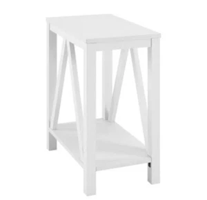 Walker Edison Modern Farmhouse A-Frame Wood Rectangle Side Table WHITE - Picture 1 of 4