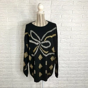 Vintage Bentley Woman Glittery Bow Sweater Plus Size 20W - Picture 1 of 7