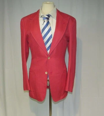 Tom Ford Base D Spencer 100% Silk Coral Red Hopsack Two Button Suit Jacket 38R - Image 1 of 4