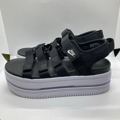 Nike Sandalia Mujer 8 Negro Blanco Plataforma Cuña Icono Clásico DH0224-001 Foto 1 de 4