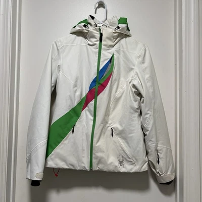 Spyder Ski Jacket Size Small 6 Full Zip Removable Hood White vintage style  - Image 1 of 4