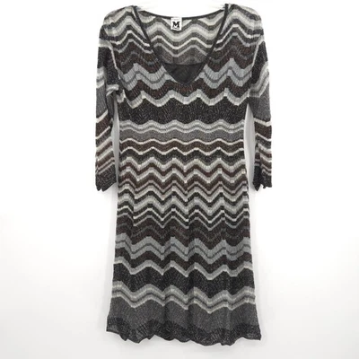 M Missoni metallic Knit Chevron sweater Dress Size 6 sparkle cocktail party - Image 1 of 4