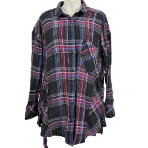 Camisa Boho Free People A Cuadros Cuello Abotonado Manga Larga Prenda para el torso Corbatas en los Lados S - Imagen 1 de 16