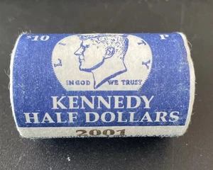 2001 P Kennedy Half Dollar 20 Münzen US Mint Wrapped Roll BU ~ ungeöffnet - Bild 1 von 1